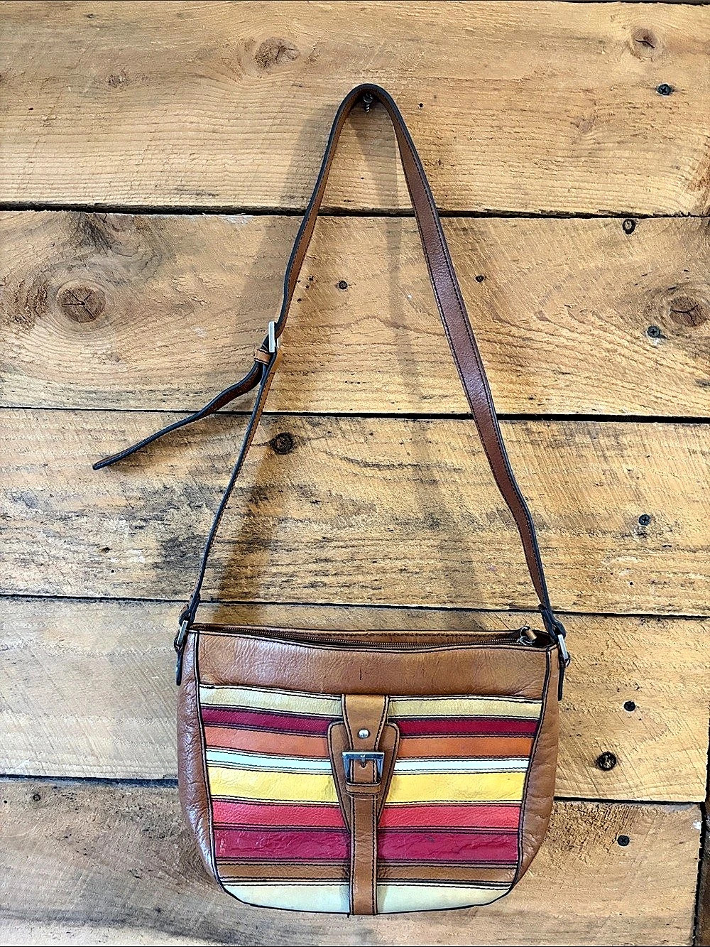 Color Block Crossbody Bag in Brown & Multicolor